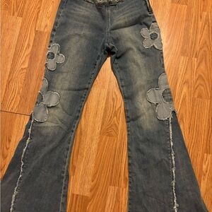 Delia's flower flared jeans